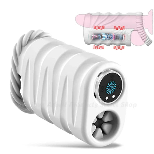 2 Tunnel Holes Penis Trainer Vibrator Masturbator with 10 Vibration Modes