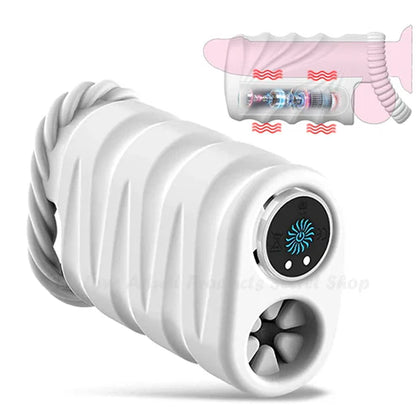 2 Tunnel Holes Penis Trainer Vibrator Masturbator with 10 Vibration Modes