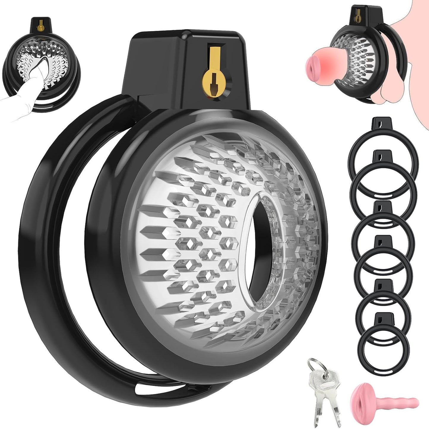 Chastity Cage Soft Chastity Cage Men's Size Better with 6 Penis Rings