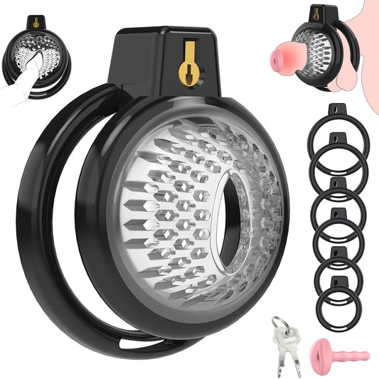 Chastity Cage Soft Chastity Cage Men's Size Better with 6 Penis Rings