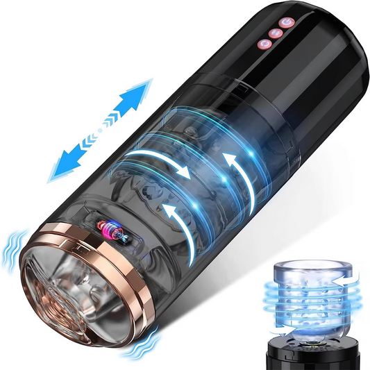 Automatic Masturbator Stroker with 5 Telescopic &  Rotation & 10 Vibration Modes
