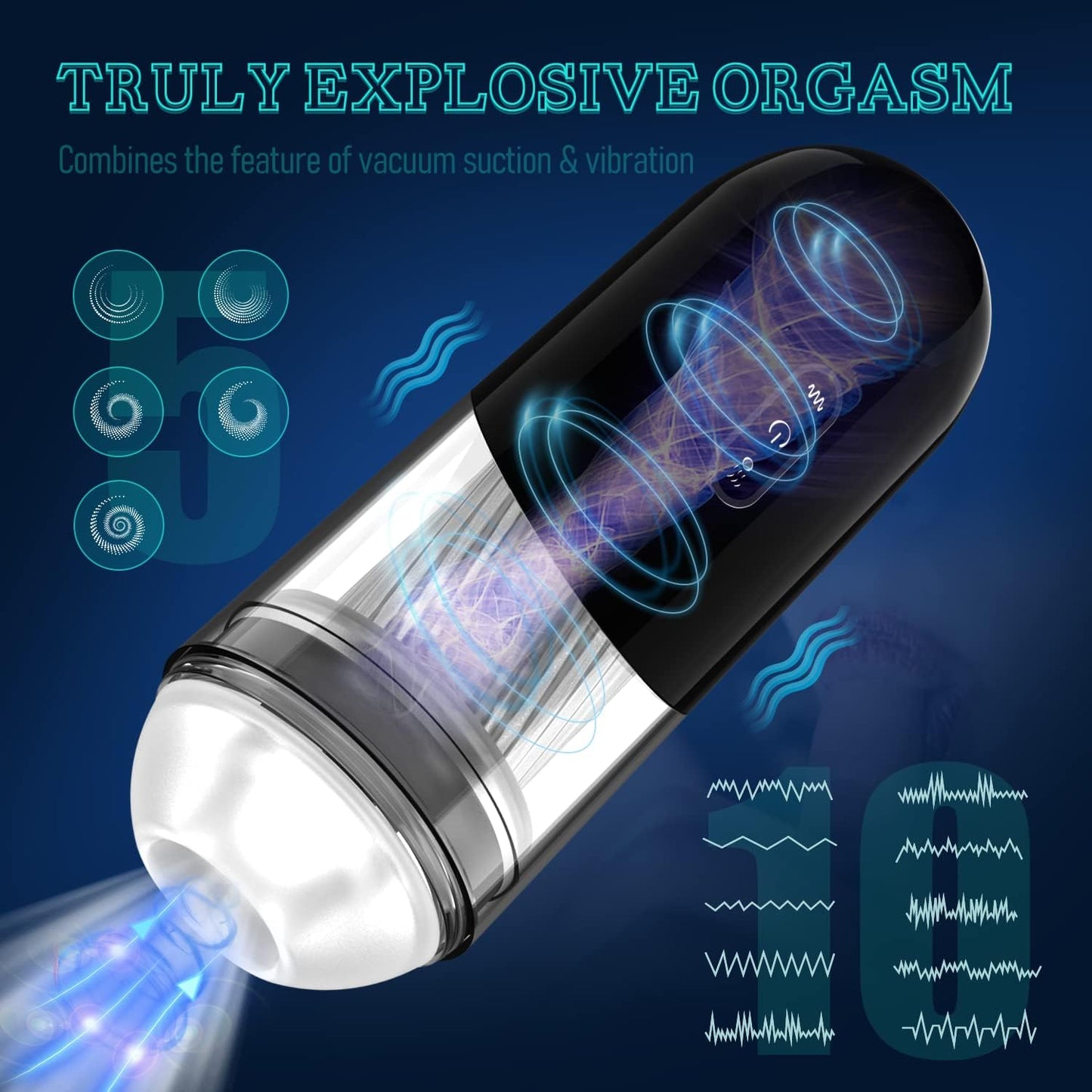 3 IN 1 Automatic Male Masturbator Stroker with 10 Vibrating & 5 Sucking Modes