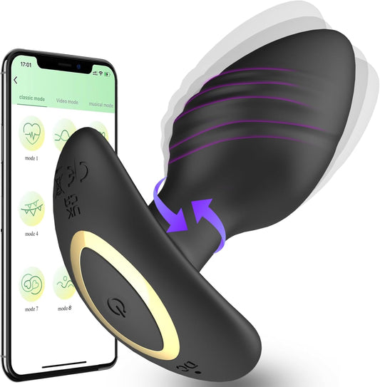 APP Control Classic Anal Vibrator Butt Plug with 360° Rotation & 9 Vibration Modes