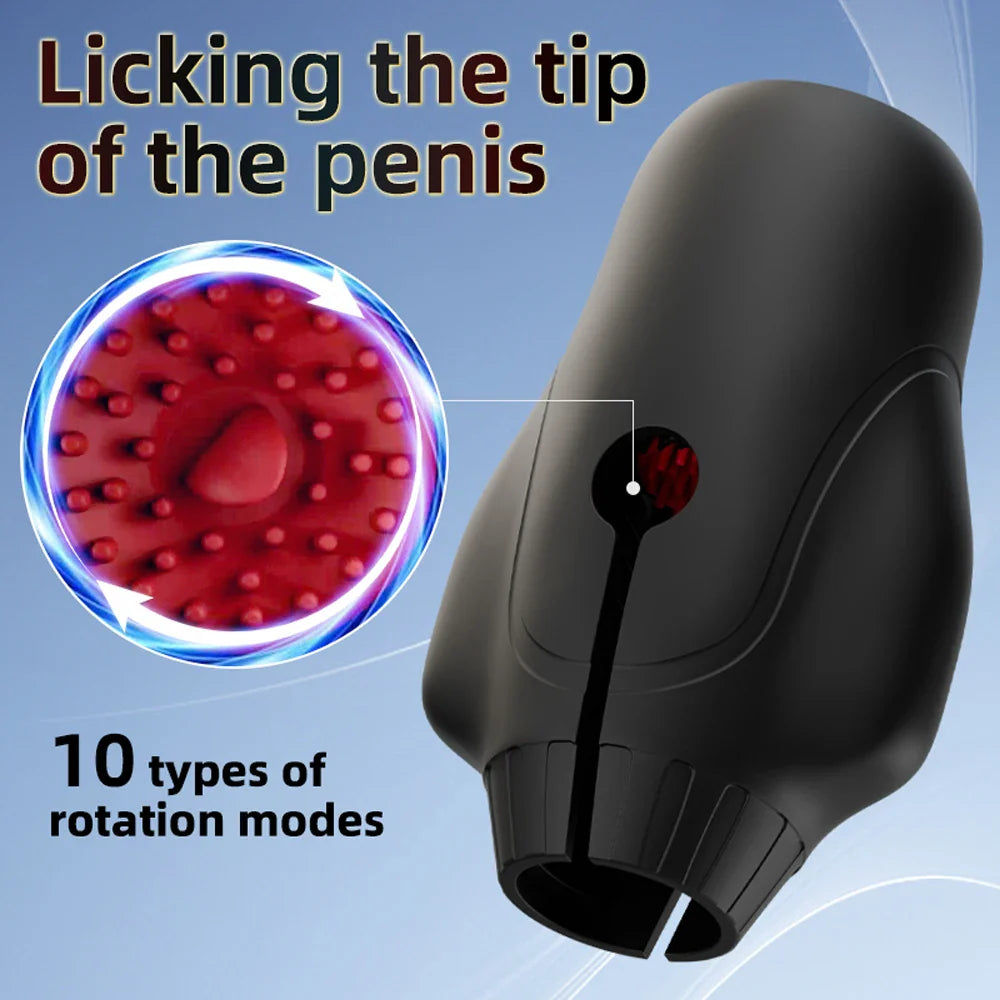 Electric Penis Trainer Vibrator Blowjob Stroker with 10 Vibration & Rotation Modes