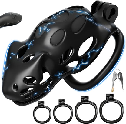 Electric Shock Male Chastity Cage Devices Cock Cage with 7 Vibrations & 7 E-stim Modes