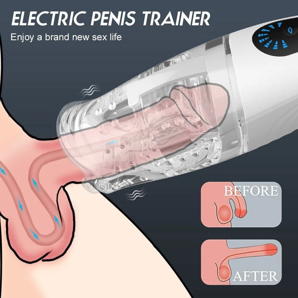 Automatic Penis Trainer Glans Vibrator Masturbator with 5 Bites & 8 Vibration Modes