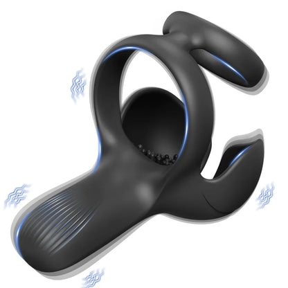 Multizone Stimulation Testicle Stimulator Penis Trainer Cock Ring with 10 Vibration Modes