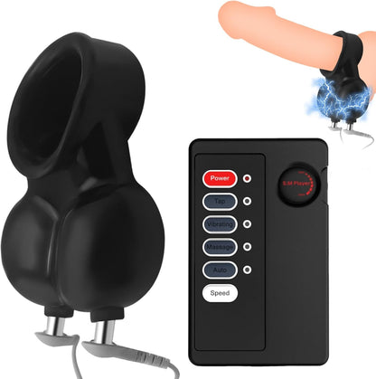 BDSM Testicle Wearable Cage Penis Trainer Sleeve with 9 Intensity Levels & 4 Modes