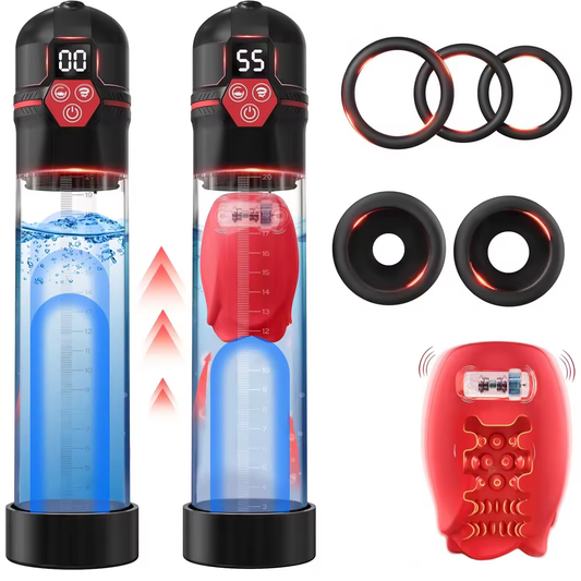 LCD Display Penis Pump Extender Masturbator with 4 Pressure Levels & 9 Suctions