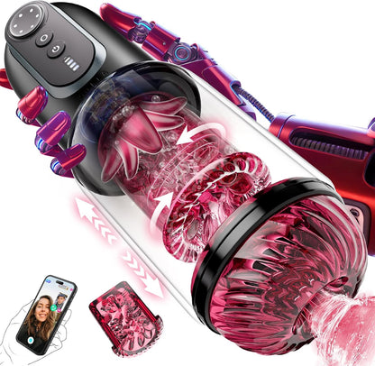 CVT Automatic Masturbator Sex Machine Pump Enlargers with Thrusting Roating Sucking Licking