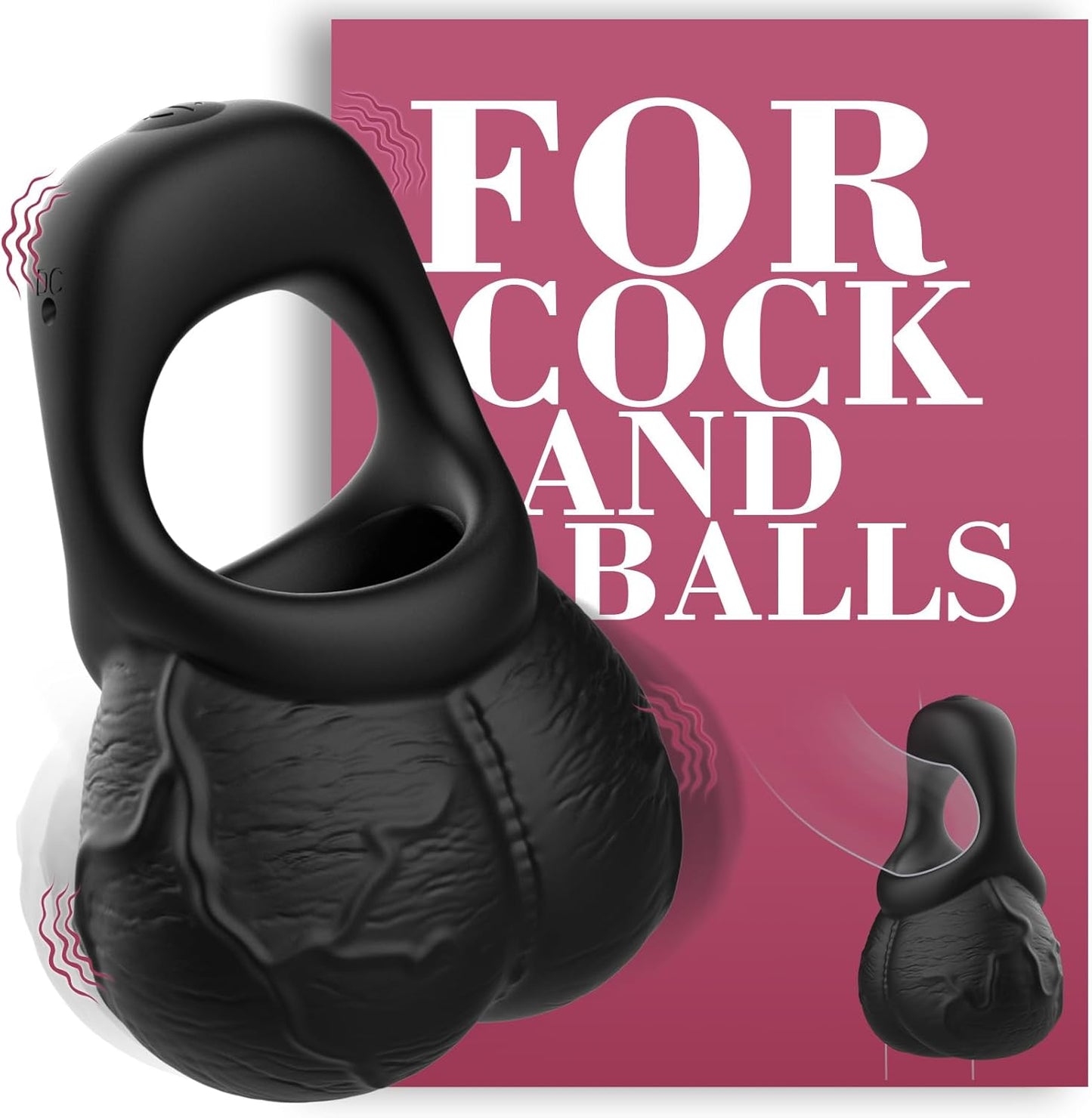 2 IN 1 Cock Ring & Balls Pouch Multifunctional Penis Trainer with 9 Vibration Modes