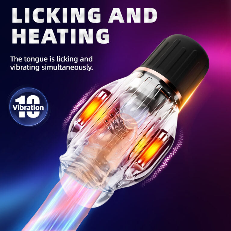 3 IN 1 Penis Trainer Vibrator Masturbator with 10 Vibrating & Licking & Heating Modes