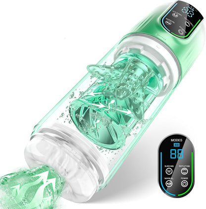 Automatic Masturbator Penis Pump Blowjob Sex Machine with 7 Sucking Thrusting Rotating & 7 Licking Modes