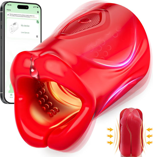 App Control Penis Stroker Trainer Blowjob Masturbator Sex Machine with 9 Vibration Modes