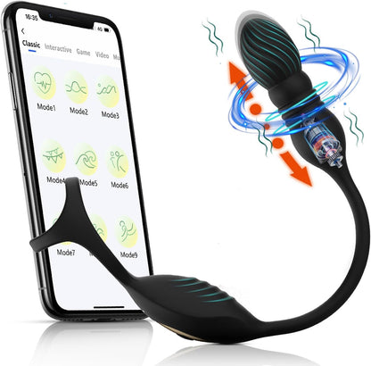 4 IN 1 Anal Vibrator Dildo Penis Ring Prostate Stimulator with 9 Vibration Modes