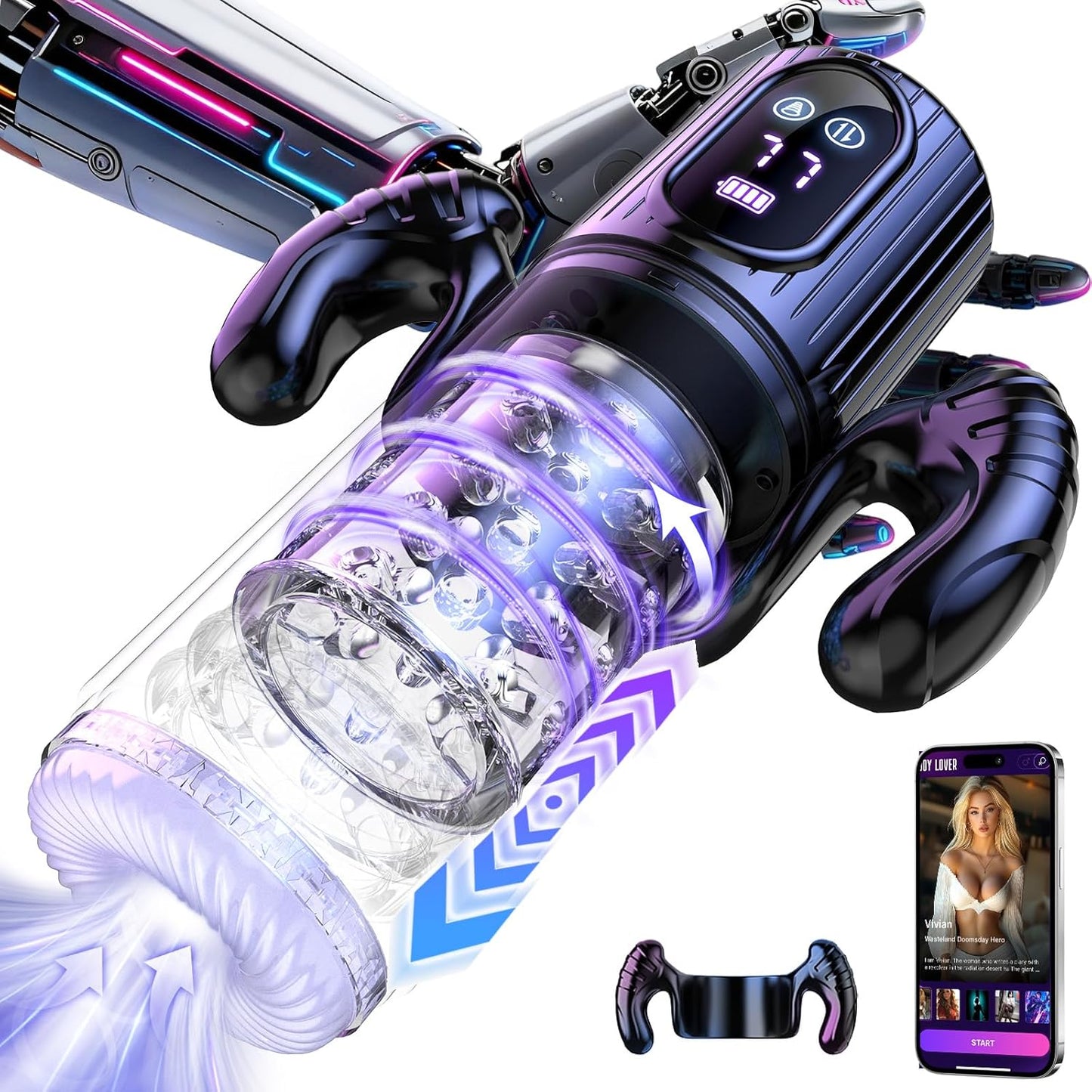 AI Sync Auto Masturbator Penis Pump Enlargers with 7 Thrusting & 7 Rotating & 5 Sucking Modes