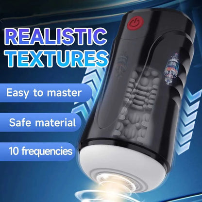 Electric Masturbator Penis Trainer with 2 Upgraded Motor & 10 Vibration Modes