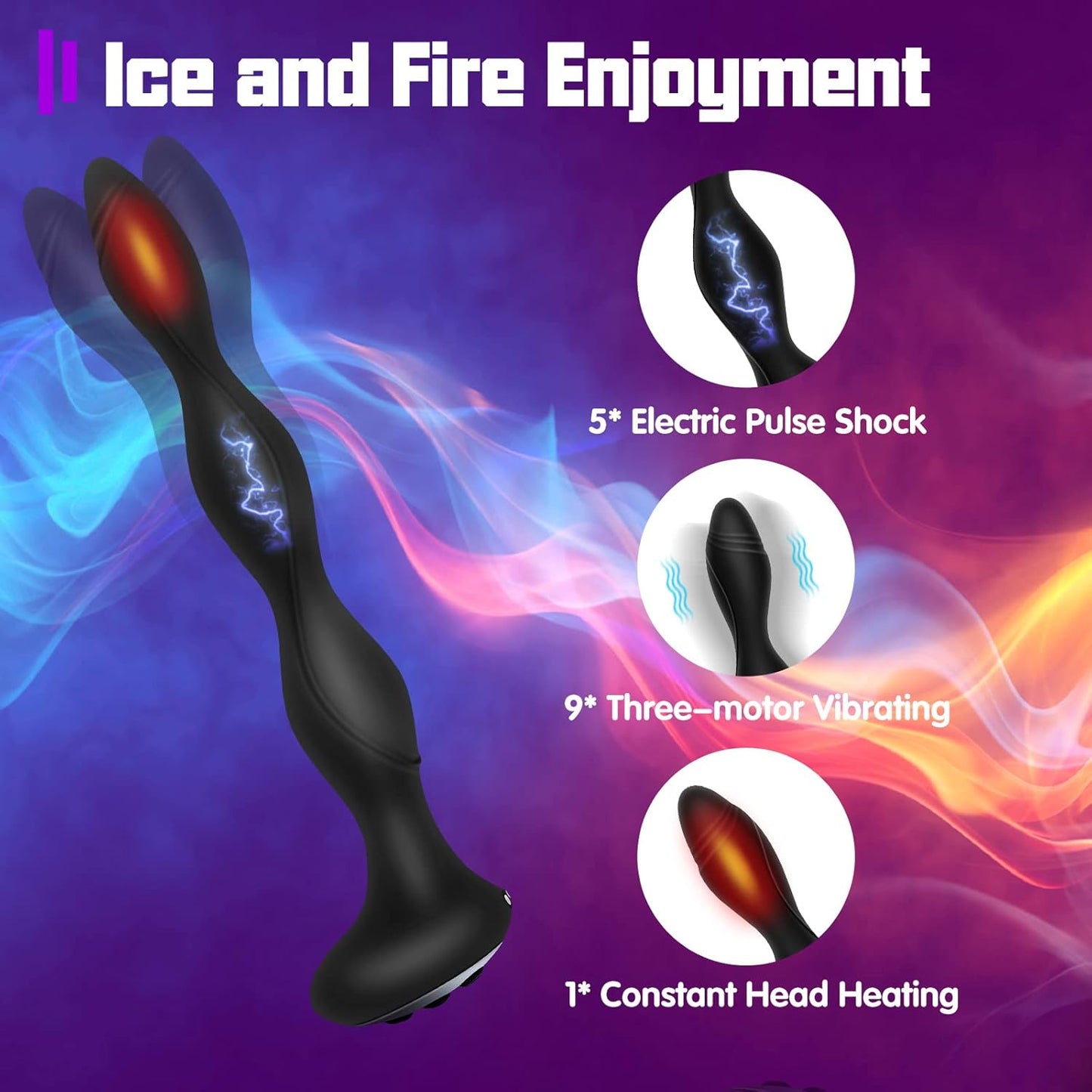 E-stim Anal Vibrator Prostate Massager with 5 Electric Shock Intensities 10 Vibration Modes