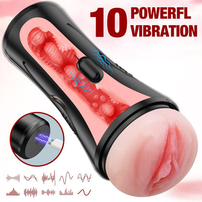 Pressing Realistic Masturbator Pocket Pussy Penis Stroker Blowjob
