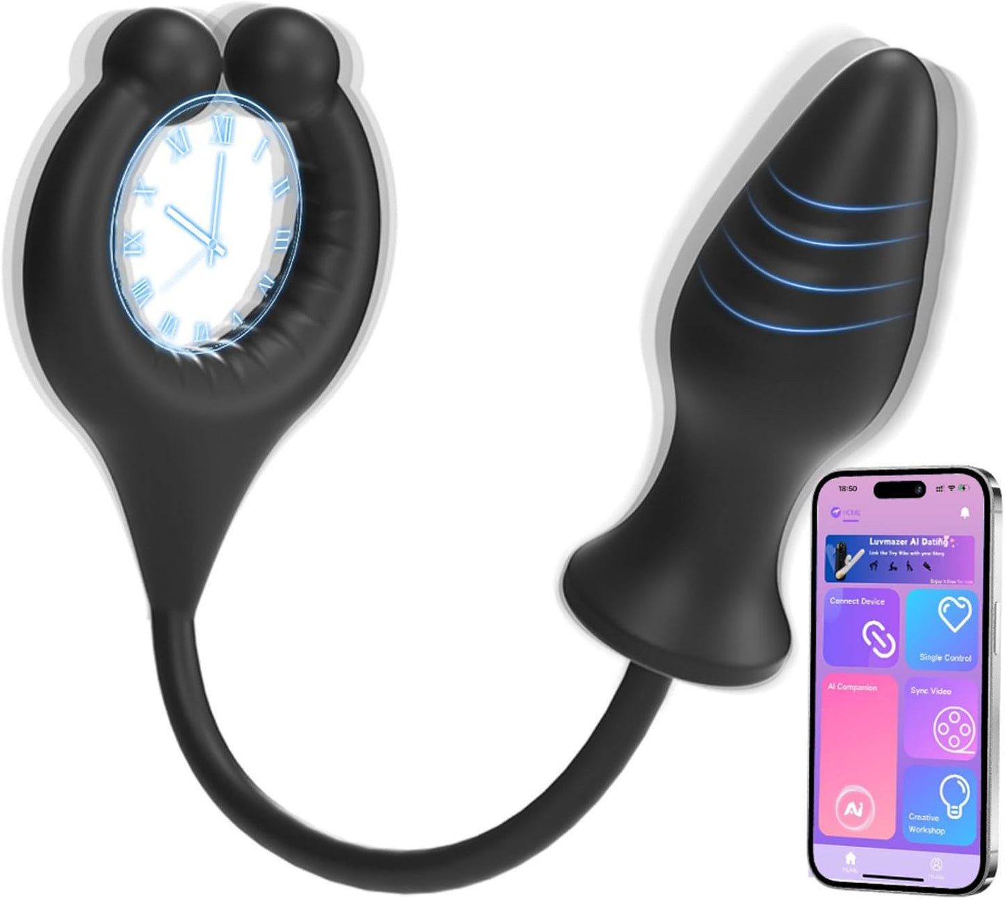 Anal Vibrator Dildo Prostate Stimulator Penis Ring with 10 Vibration Modes