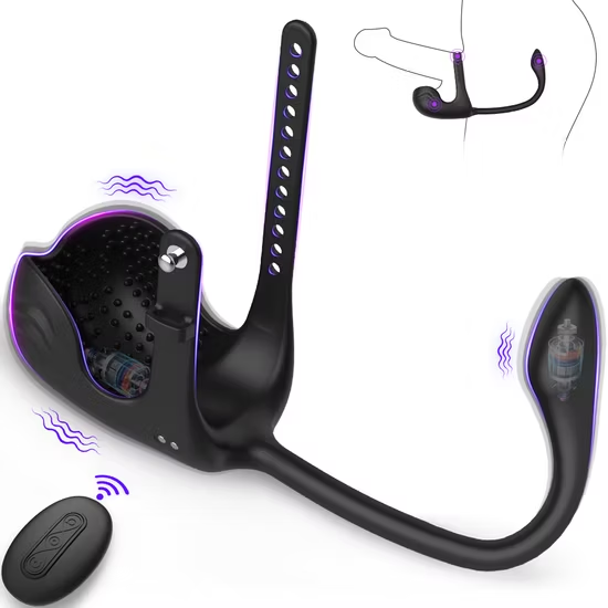 3 IN 1 Anal Plug Vibrator Testicle Taint Stimulator Cock Ring with 10 Vibrations