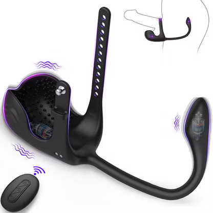 3 IN 1 Anal Plug Vibrator Testicle Taint Stimulator Cock Ring with 10 Vibrations
