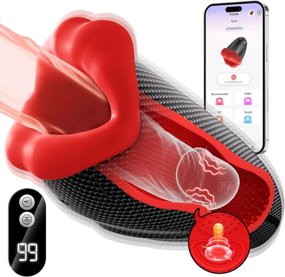 Electric Masturbator Penis Trainer Glans Vibrator with 9*9 Tapping & Licking Modes