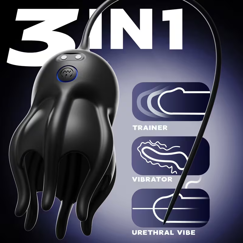 Electric Penis Trainer Vibrator Glans Stimulator with Urethral Sound & 10 Vibration Modes