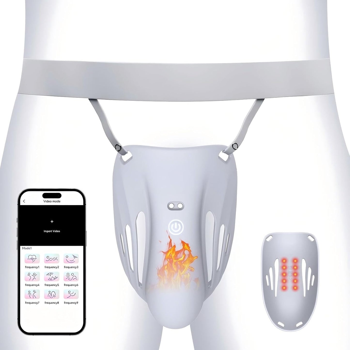 Penis Trainer Vibrator Bondage Cage Glans Stimulator with 9 Vibration & Heating Modes