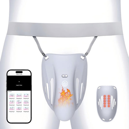 Penis Trainer Vibrator Bondage Cage Glans Stimulator with 9 Vibration & Heating Modes