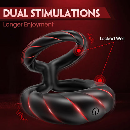 Electric Lock Penis Ring Vibrator Glans Stimulator with 10 Powerful Vibration Modes