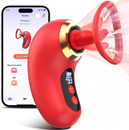 Rose Vibrator G spot Stimulator with 3 Sucking & 9 Tongue Licking & Vibrating Modes