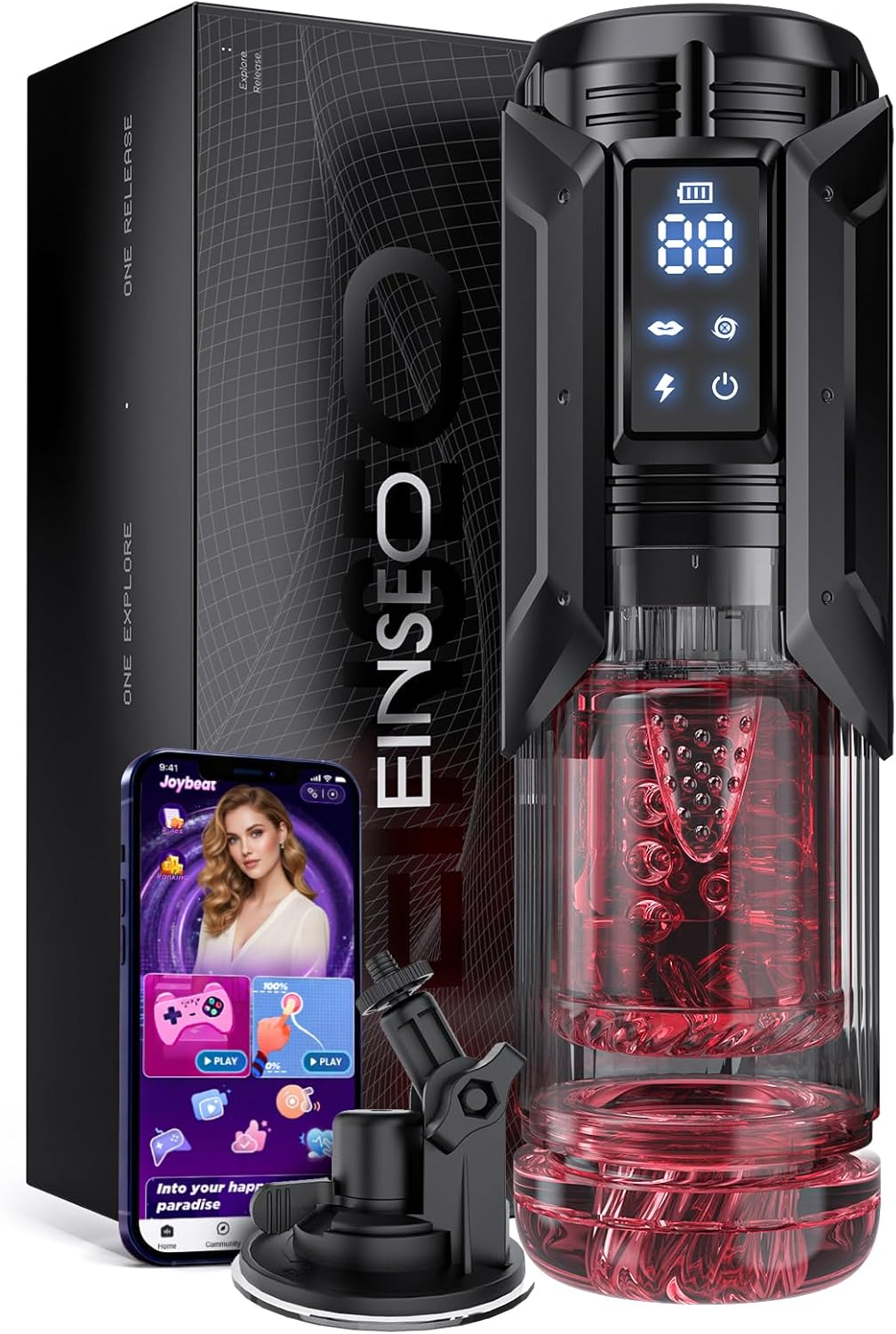AI Sync Automatic Masturbator Blowjob Stroker with 7 Sucking & Thrusting & Rotating & Licking