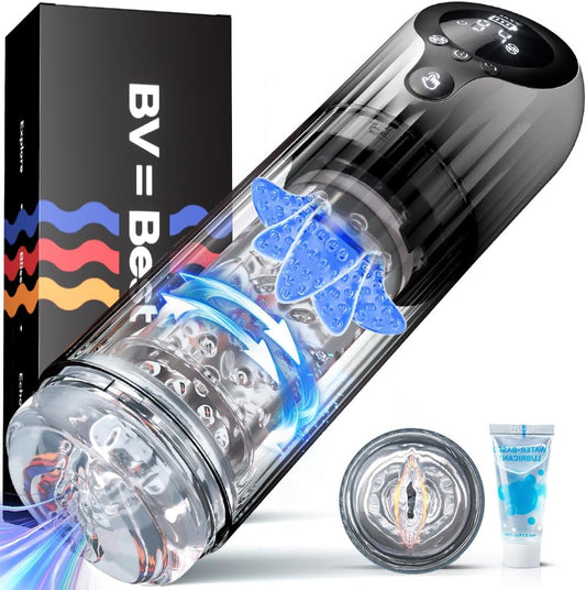LED Display Automatic Masturbator Penis Pump Blowjob with 9 Rotating & 4 Suction & Licking