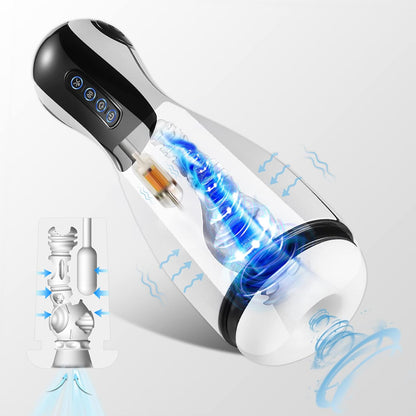 Automatic Masturbator Penis Trainer Stroker Blowjob with 10 Vibrations & 3 Sucking Modes