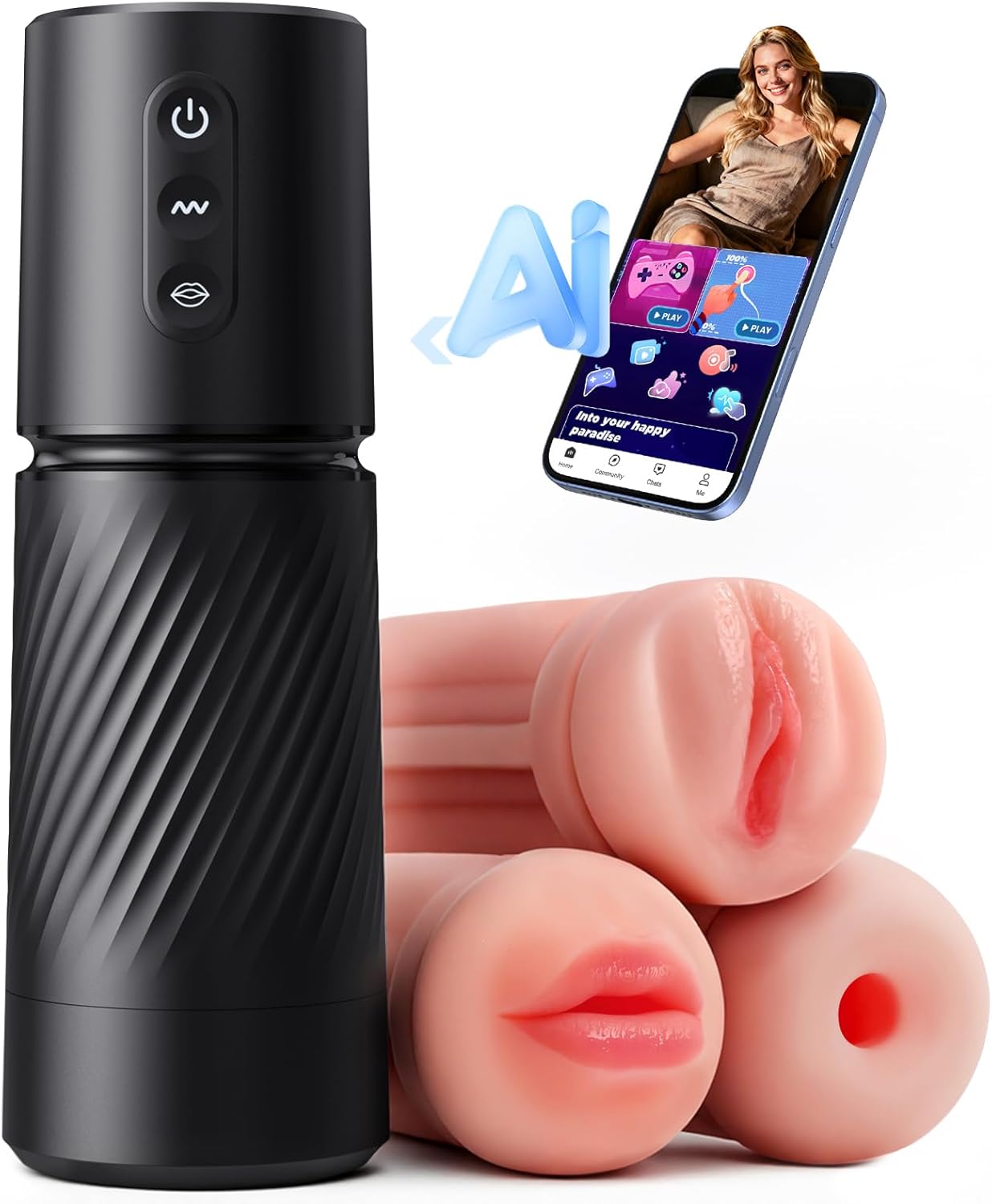APP Control Stroker Blowjob Massage Masturbator with 10 Sucking & 10 Vibrating Modes