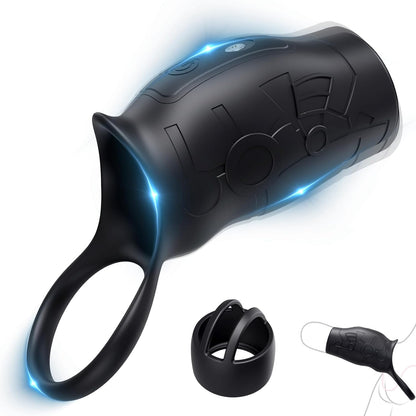 Cock Ring Penis Sleeve Training Extender Vibrator Stimulator with 10 Vibration Modes