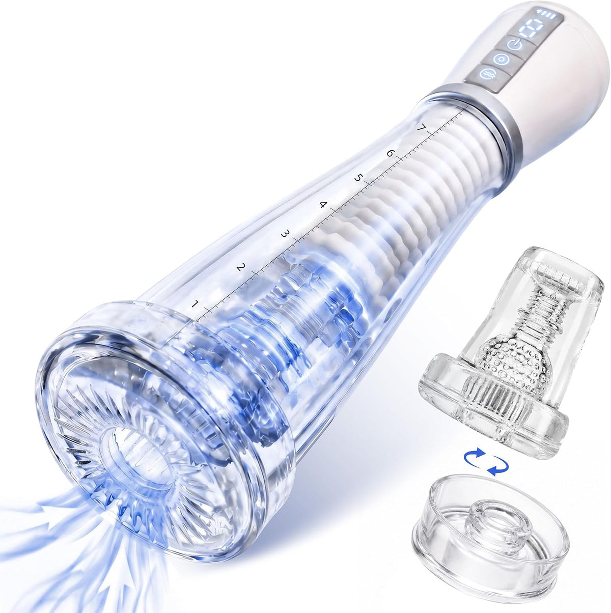 Digital Display Automatic Masturbator Penis Pump Stroker with 5 Suction + 9 Vibration