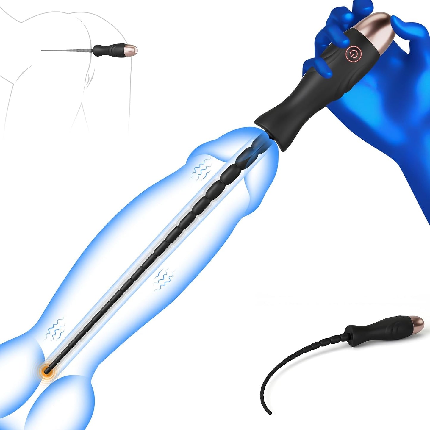 Penis Trainer Plug Vibrator Sounding Rods Urethra Stimulator with 10 Vibration Modes