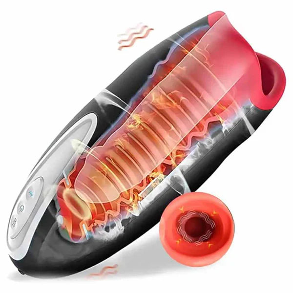 Electric Masturbator Stroker Blowjob Penis Trainer with 10 Vibration & Heating Modes