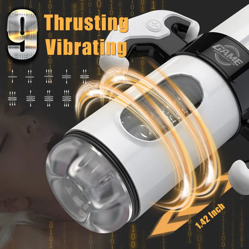 Automatic Masturbator Penis Trainer Stroker Blowjob with 9 Thrust & Vibration Modes