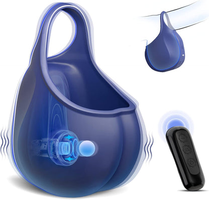 Testicle Cock Ring Penis Trainer Massager with 10 Vibration & Pulsation Modes