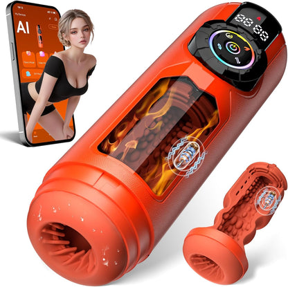 AI Interaction APP Control Masturbator Sex Machines Devices with 9 Vibrating & Licking & Thrusting & Suck Modes