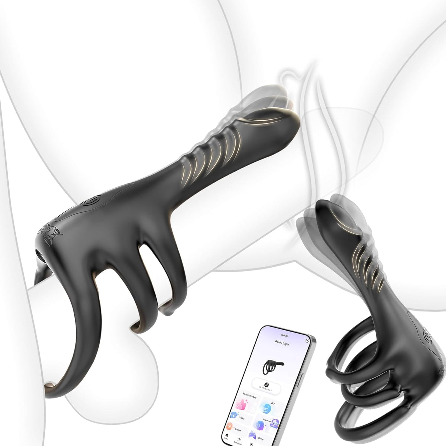Finger Penis Trainer Vibrator Cock Ring Clitoral Stimulator with 3 Rings & 9 Vibration Modes