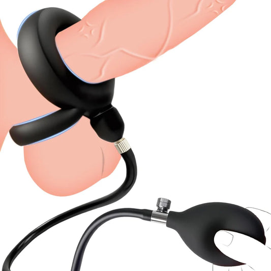 Inflatable Penis Trainer Cock Ring Exerciser with Adjustable Pump
