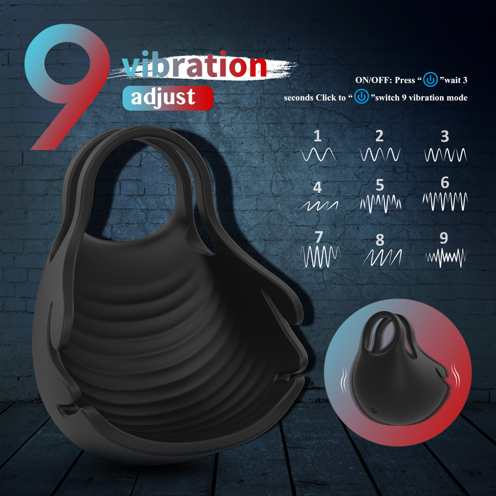 Scrotum Pouch Cock Ring Ball Stretcher Penis Trainer Enhancer Vibrator Delay Ejaculator
