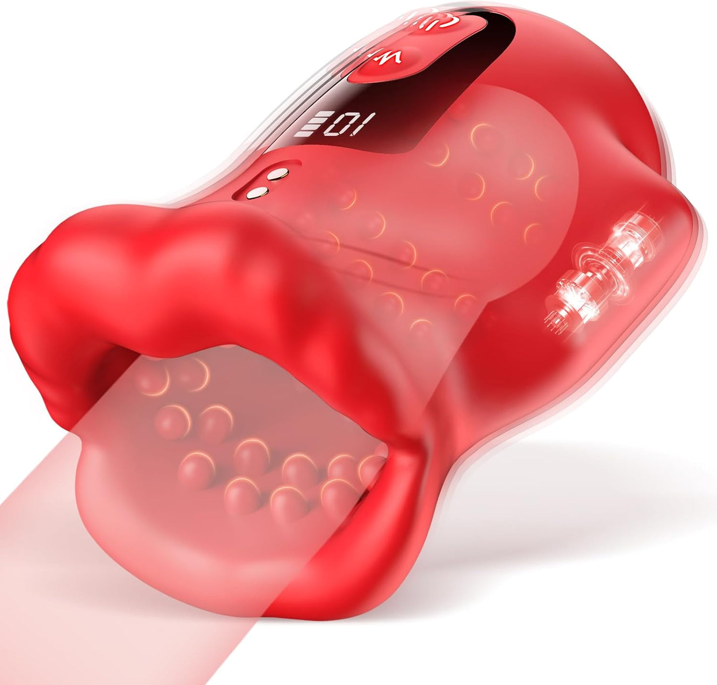 Glans Trainer Penis Vibrator Oral Stroker Masturbator with 10 Vibrating & 2 Motors