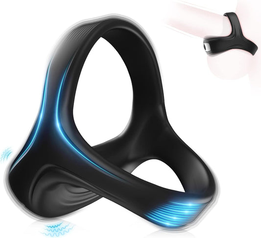 Triangular Silicone Penis Ring Cock Vibrator with 10 Intense Vibration Modes