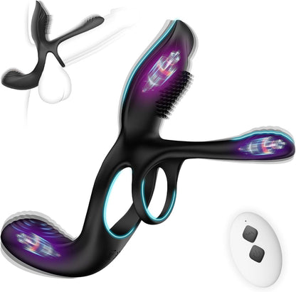 3 IN 1 Cock Ring Penis Trainer Vibrator Clitoral Stimulator with 10 Vibration Modes