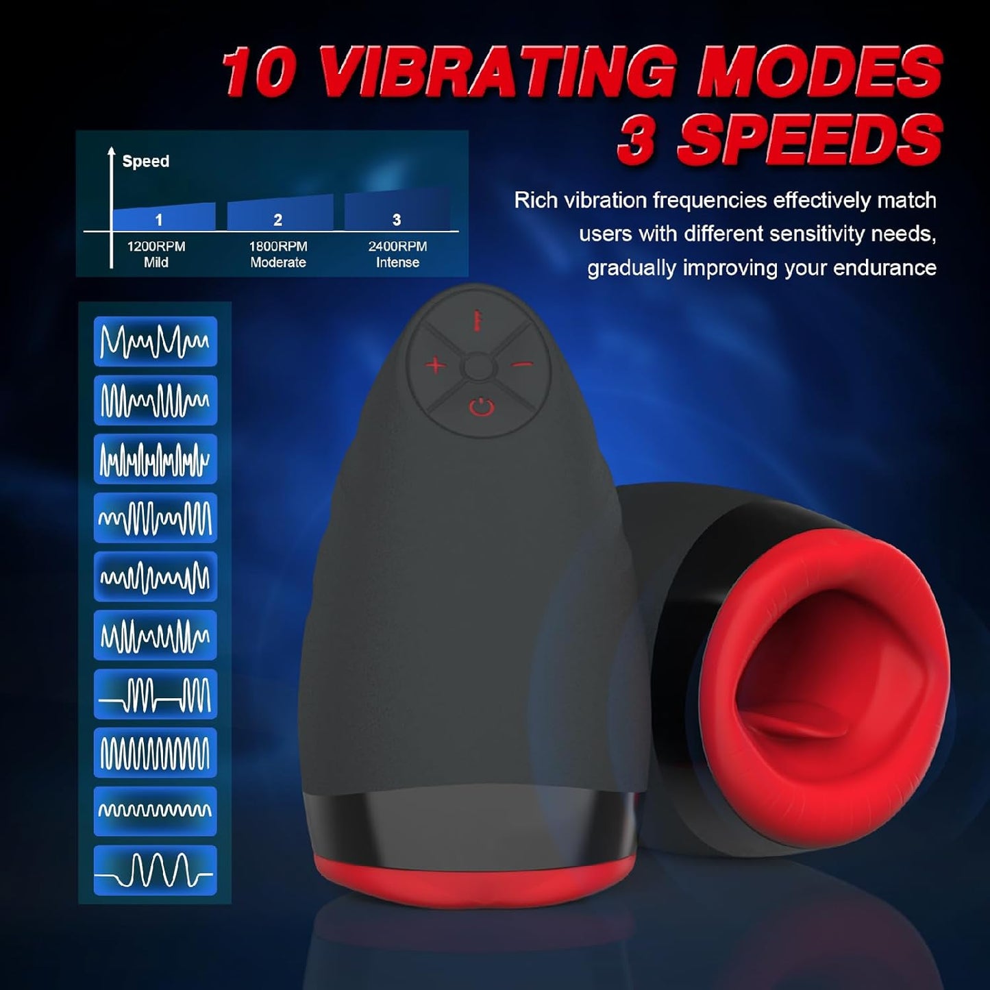 Automatic Masturbator Penis Vibrator Glans Trainer with 7 Vibrating Modes & 3 Speeds